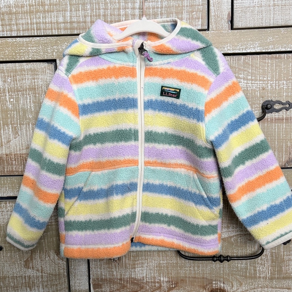 L.L. Bean Kids Multicolor Striped Puffer Jacket